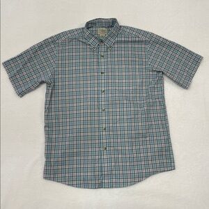 L.L.Bean Traditional‎ Fit Plaid Button Down Short Sleeve Shirt Size L